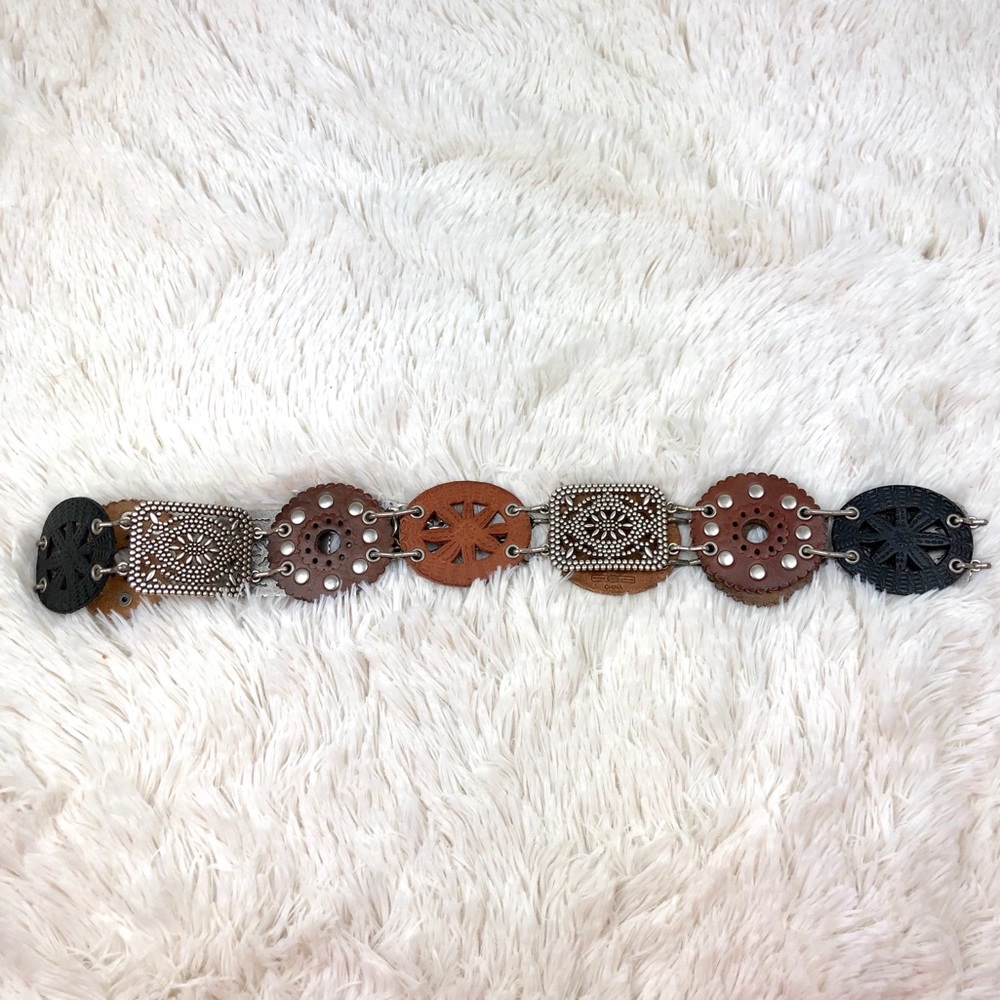 Fossil Genuine & Unique Leather & Metal Belt, sz L